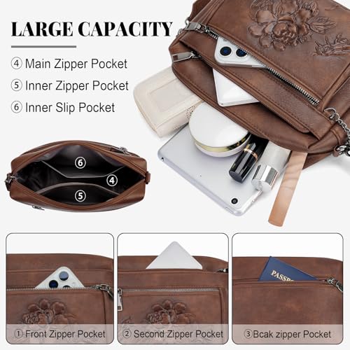 Image of Crossbody Bags for Women, Vegan Leather Embossed Crossbody Purse | Trendy Lightweight Design with Adjustable Strap, Spacious Interior for Daily Essentials, Ideal for Travel and Gift Giving