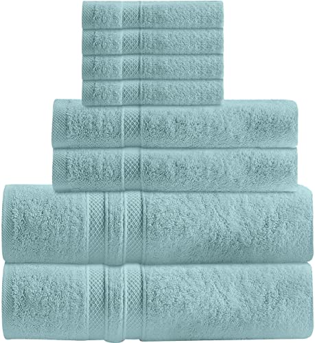 Green Lifestyle Luxury 8-Piece Towel Set Includes 2 Extra Large Bath Towels, 2 Hand Towels, And 4 Washcloths Ringspun Cotton Is Extra Absorbent And Super Soft ( Teal ) #TOP8