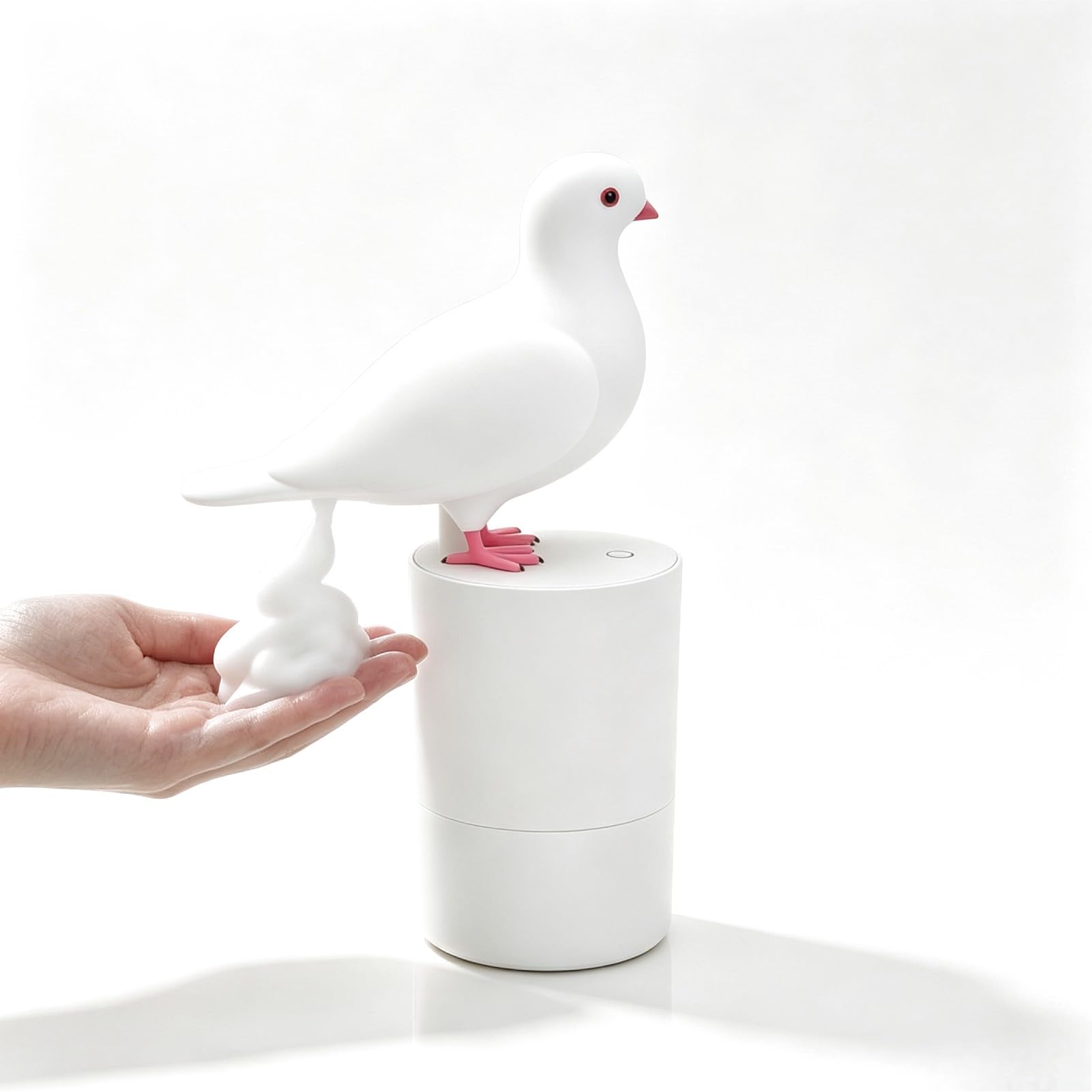 Distributore di sapone automatico in schiuma, distributore di sapone per uccelli induzione senza touch gustosa rondella di piccione divertente per bagno da cucina