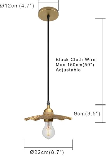 Miniatura 5 de Pathson Iluminación colgante de metal vintage con acabado de latón, diseño dividido en forma de flor, lámpara de techo de cocina industrial,