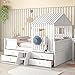 Wetiny Full Size House Low Loft Bed with Four Drawers