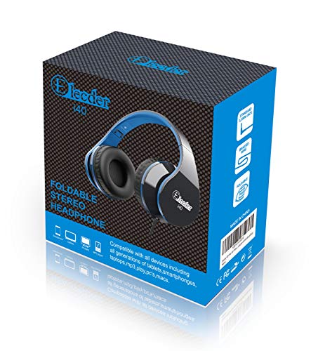 Elecder i40 Headphones with Microphone Foldable Lightweight Adjustable Wired On Ear Headsets with 3.5mm Jack for Cellphones Laptop Computer Smartphones MP3/4 Kindle School (Black/Blue) - Thumbnail 7