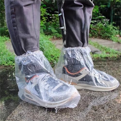 Waterproof Disposable Shoe Covers, Lightweight Rain Boot Covers, Single-Use shoe protector for Outdoor Work, Gardening, Cleaning, One Size Fits Most (10 Pairs)