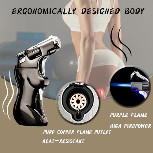 Encendedor soplete de butano diseño metálico negro miniatura 2