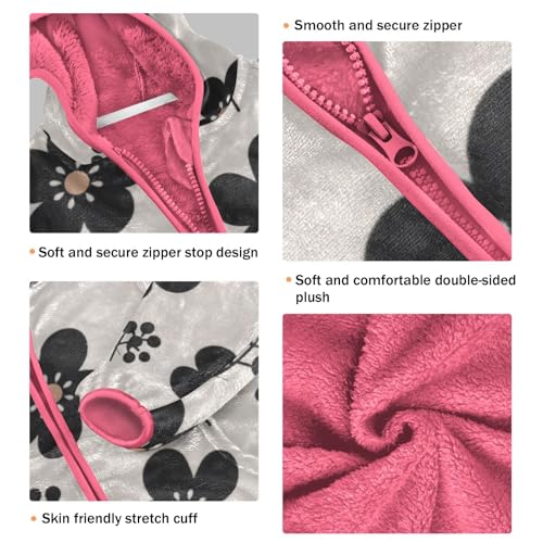 GuoChe Black Flowers Boys Sherpa Jacket3