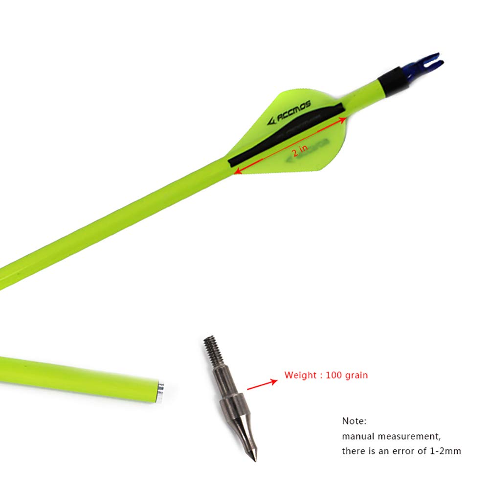 ACCMOS 6/12/24/48pièces Diamètre Intérieur 6.2mm Flèches Pro en Carbone Mixte Personnalisé 22.5-30pouces Spine 500 Flèche avec Pointe en Acier Amovible pour 20-65livres Arc Recurve Arc à Poulies