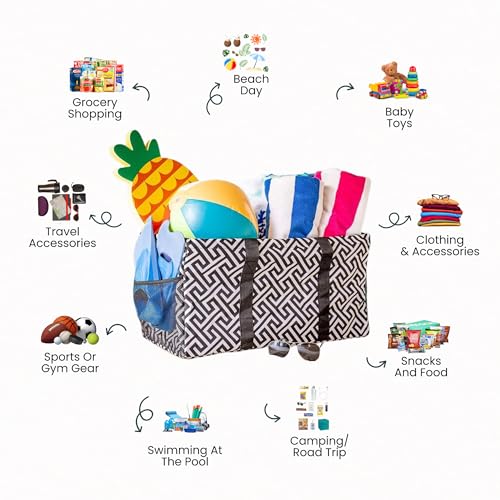 Image of Extra Large Utility Tote Bag - Oversized Collapsible Pool Beach Canvas Basket