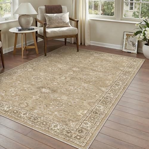 PureCozy 3x5 Brown Area Rug Non Slip Vintage Office Entryway