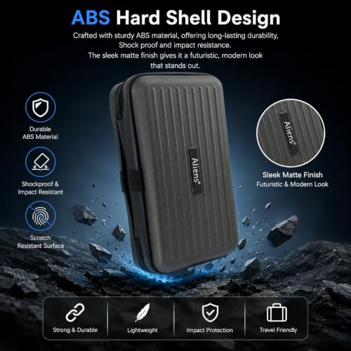 Image of Aliens Travel Gadget Organiser Case Bag, Hardshell ABS Material, Shockproof, Water-Resistant Travel Storage Pouch for HDD /SSD, Gadget Organiser, Cable, Charger, Smartphone, airpods, Power Bank-Grey