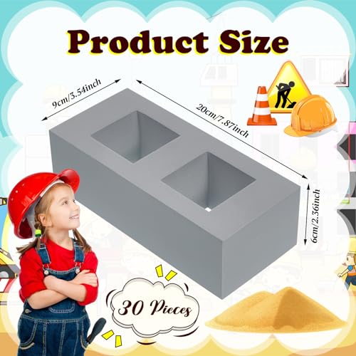 Deekin Foam Brick Building Blocks for Kids Thick Blocks Foam Large Fake Brick Construction Toy for Stacking Construction Gifts, 8 x 4 x 2.4 in(30 Pcs,Square Holes) by Deekin - Image 2