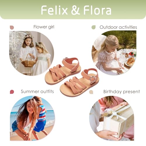 Image of Felix & Flora Toddler Girl Sandals - Little Girl Easter Dress Shoes Lightweight Open Toe Beach Holiday Flats