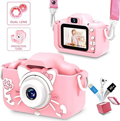 Kids Camera Toys for 3-12 Year Old Boys/Girls, 20.0MP Kids Digital Dual Cameras for Toddler with Video, Christmas Birthday Gifts for Kids, Upgrade 1080P HD Selfie Camera for Kids, 32GB SD Card