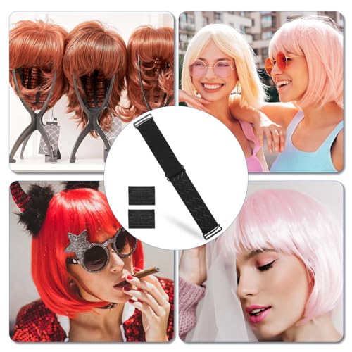 Verstellbares Perückenbänder mit Haken, Perücke Elastische Bänder Rutschfest Stirnbänder Leimlos Perückenkappen Zubehör Perückegriffe für Perücke Machen Perücke Kappen Bilden Mädchen Männer