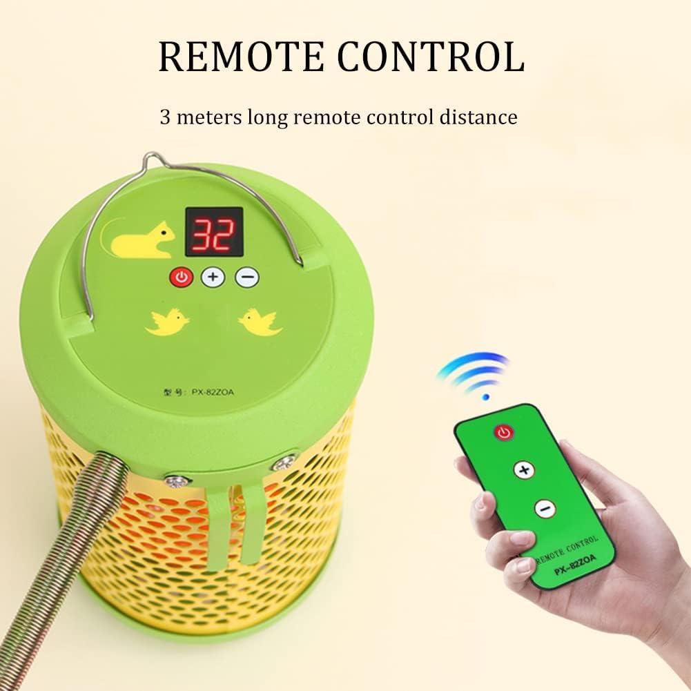 Calentador De Cerámica para Pájaros con Emisor De Calor para Jaulas, con Bombilla De 100 W, Control De Temperatura Y Control Remoto. Lámpara De Calor para Loros, Polluelos Y Lagartos.