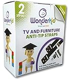 WONDERKID TV and Furniture Anti-Tip Straps with Mounting Hardware, Black, 2 Straps