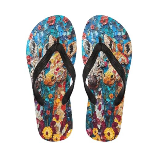 Women Pig Cat Bunny Print Flip Flop Sandal, American Flag Lightweight Thong Sandals Comfort Summer Beach Slippers