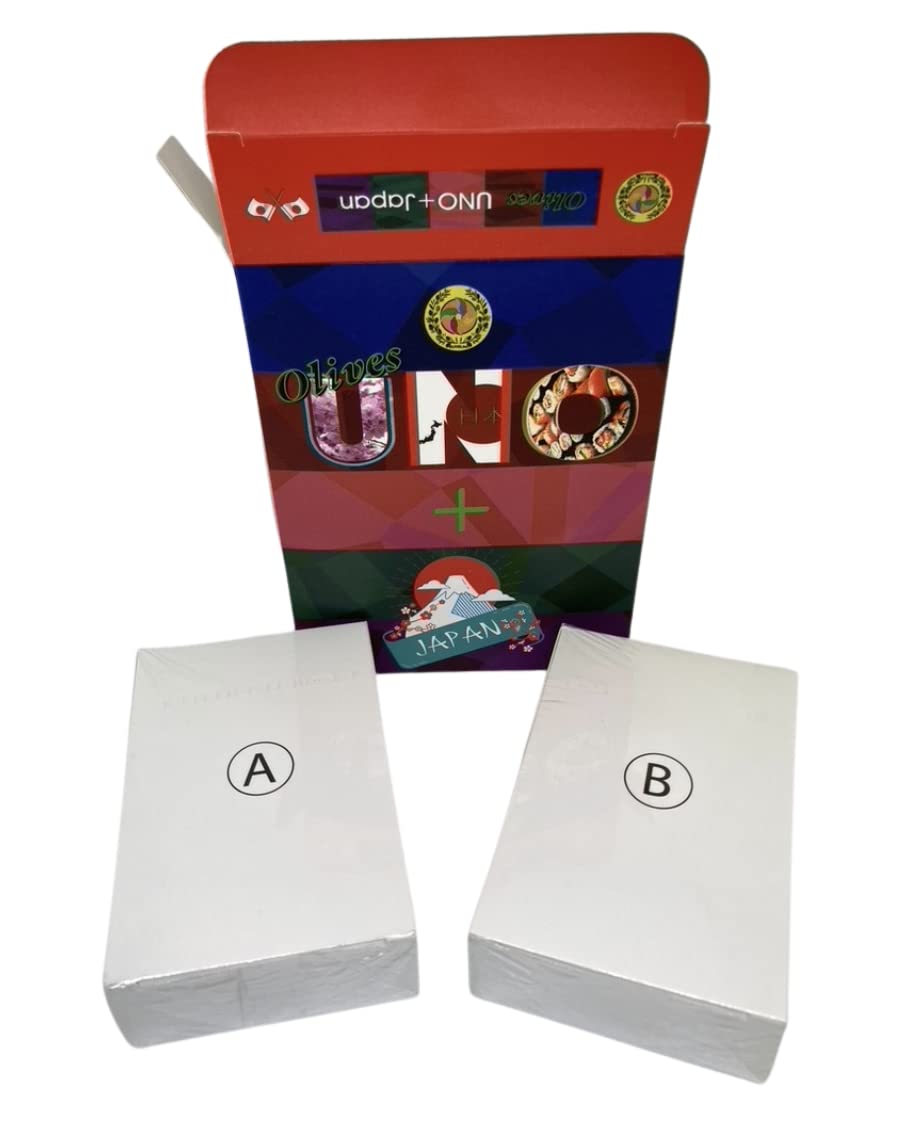 Olives Jeu de cartes + Japon & Olives UNO+Japan Set (2 decks : 54+108 belles cartes toutes différentes) Caractéristique Art japonais Langue Culture Souvenir populaire OIJ