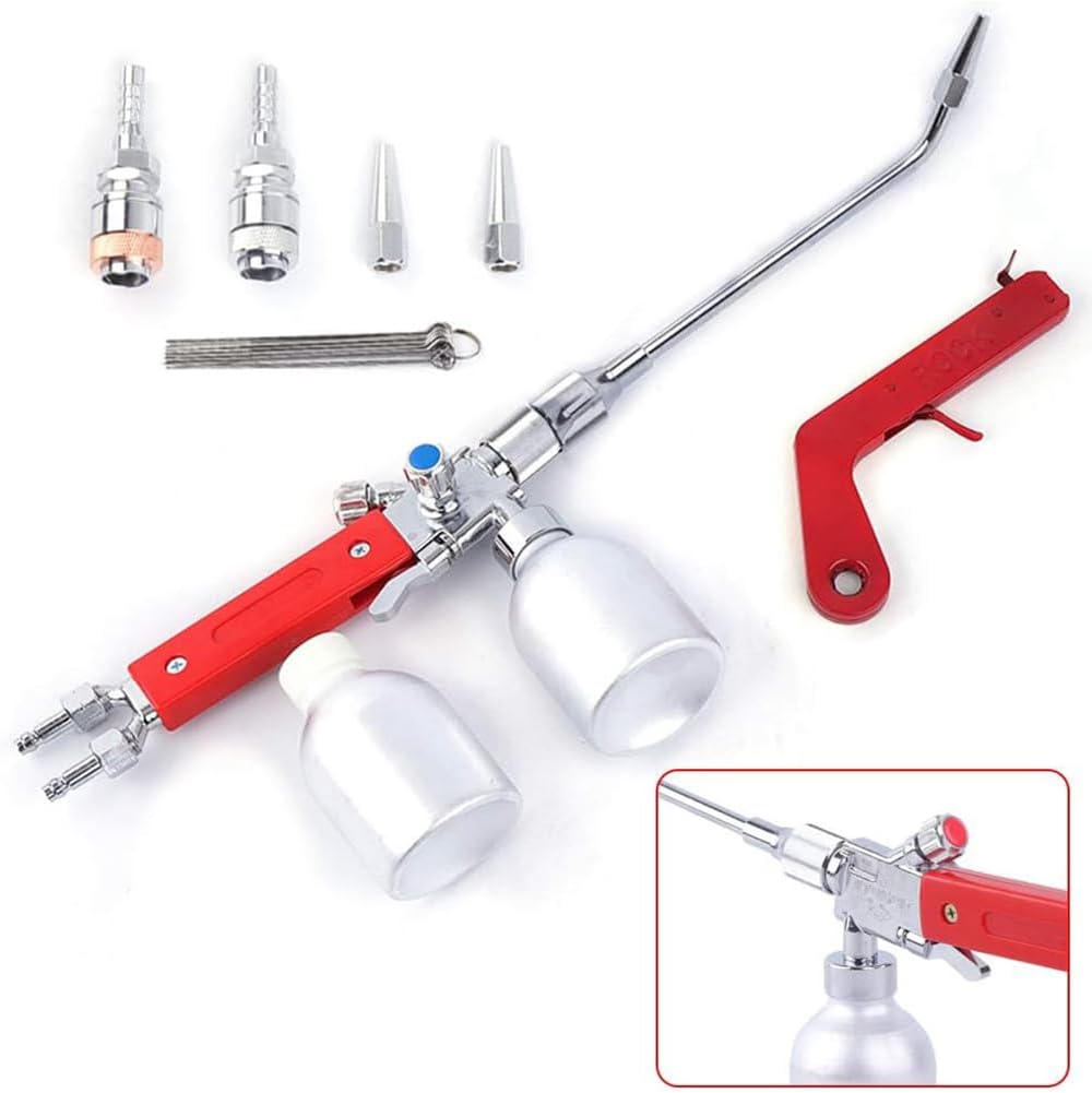 Metal Powder Spray Welding Torch with 3 Welding Nozzle Oxygen Acetylene Flame Welding Spray Gun, Diameter 430mm, QH-1/hRed,1