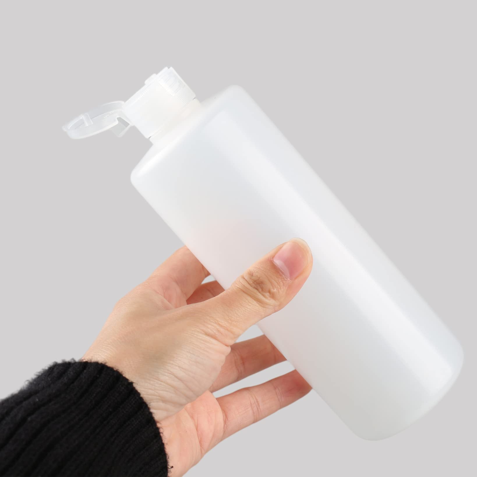24 Pezzi Flaconi Vuoti di Plastica 400ml, Bottiglie di plastica HPDE con Tappo Flip Top, Flacone Rotonde Dosatore, Contenitori per Cosmetico, Bottiglie da Viaggio