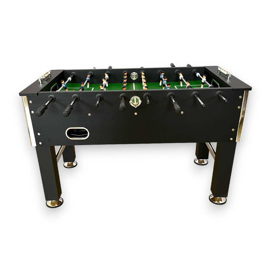 Mesa FUTBOLIN Madera Color Negro Modelo Top Class Robusto Y Resistente 60 kg Medidas REGLAMENTARIAS: Largo 140 cm x Ancho 88