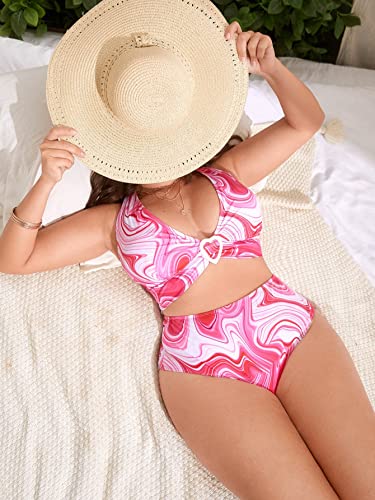 SOLY HUX Women's Plus Size Allover Print Halter High Waisted Bikini Set Bathing Suits 2 Piece Swimsuits4