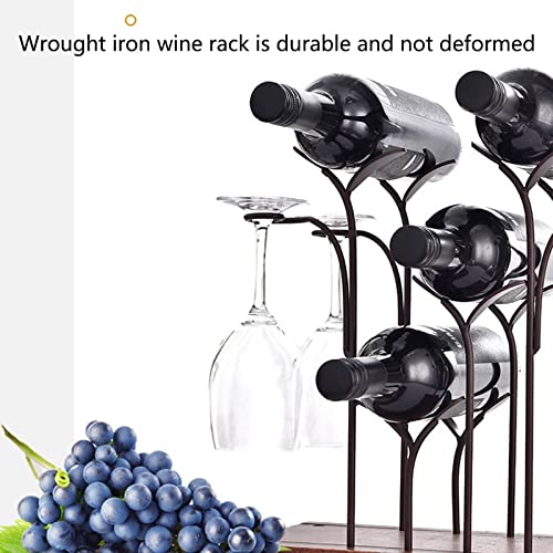 Soporte de vino de madera para 4 botellas y 4 copas miniatura 4