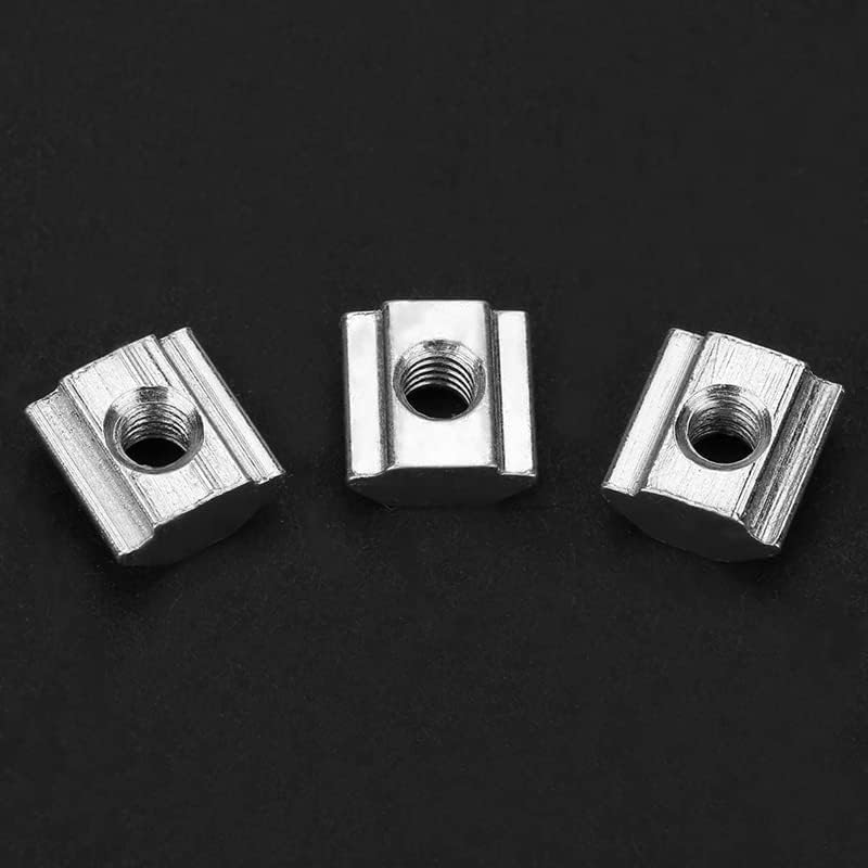 Generic 50Pcs Carbon Steel Sliding T-Slot Nut For 20 Series Aluminum Profile Accessories M3x10x5 - (Color: Silver)