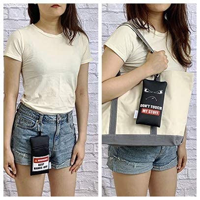 Image of Neoprene Neck Cell Phone Sleeve Bag Pouch w / Clip (Keep Hands Off Black)