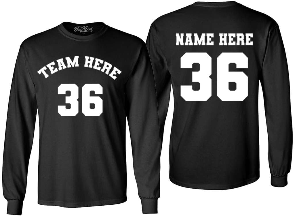 Custom Sports Team Jersey Your Name and Number Long Sleeve Shirt