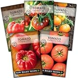 Sow Right Seeds - Beefsteak Style Tomato Seed Collection for Planting - Beefsteak, Kellogg's, Cherokee Purple, Mortgage Lifter & Ponderosa - Non-GMO Heirloom Varieties to Plant a Home Vegetable Garden