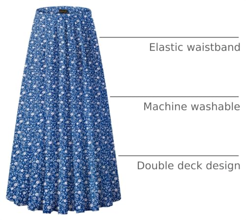 Image of NASHALYLY Women's Chiffon Elastic High Waist Pleated A-Line Flared Maxi Skirts