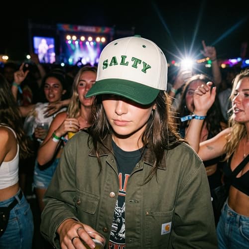 Gorra trucker bordada para playa ajustable en verde miniatura 3