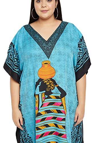 Image of Gypsie Blu Women Plus Size Kaftan Dress Beach Cover Up Maxi Dresses for Women, V-Neck Kimono Sleeve 1X-3X