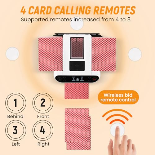 Image of Automatic Card Shuffler and Dealer + 4 Remote Controller | For 12 Players with Texas Holdem & Bridge Model Rechargeable Card Calling for Blackjack Family Party