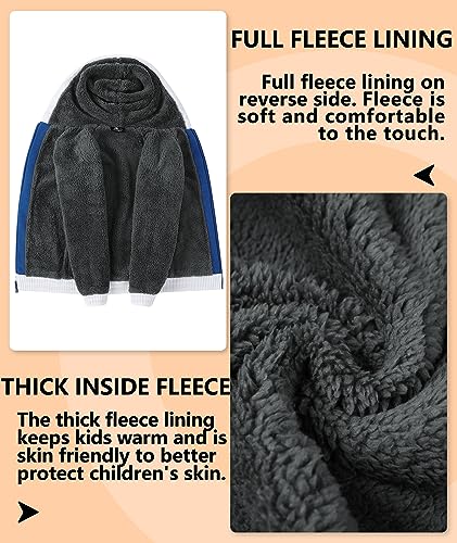 Image of V VALANCH Boys Hoodie Zip Up Fleece Lined Jacket Warm Sherpa Hooded Sweatshirts for Boys Girls 6-15 Years