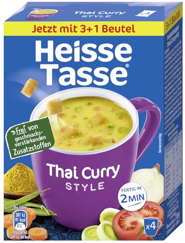 Heisse Tasse Thai-Curry mit Knusper-Croûtons 9er Pack (9 x 600 ml) In nur 2 Minuten fertig Der perfekte Suppen - Snack zum Entspannen