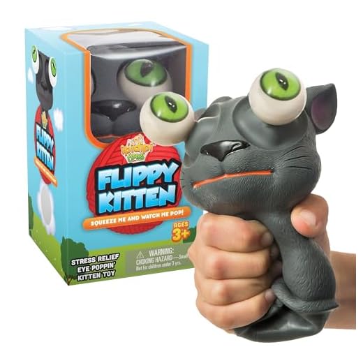 IPIDIPI TOYS Flippy Kitten Eye Popping Cat - Squishy Squeeze Toy for Stress Reduction - Gag Stocking Stuffers for Boys and Girls - Great for Kids with Autism and ADHD