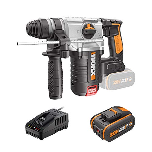 WORX 18V(20V MAX) Akku-Bohrhammer WX380.1, Powershare, 4.0Ah, Bürstenlose Motor, Anti-vibration Technologie