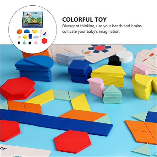 Toyvian Enigmas de Tangram de Madeira para Crianças Blocos de Padrão de Madeira Definidos Formas Geo