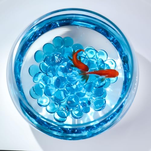 Image of CYS EXCEL Light Blue Glass Gemstone Beads Vase Fillers (6 LBS) Flat Marble Beads Multiple Color Choices Aquarium Decor Rocks Floral Stones Decorative Mosaic Glass Gem Pebbles