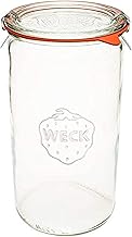 Weck Jar 974 – 1.5L Glass Jars with Large Storage Capacity – Preserving Jars with Airtight Lids Suitable for Pickling – Heat Resistant Canning Jars - Safe to Use in Microwave - (1 Jar with Glass Lid)
