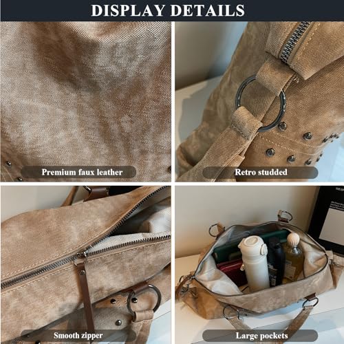 Bolso tote tachonado de cuero sintético para mujer miniatura 5