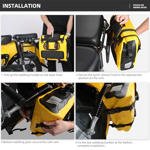 Rhinowalk Alforjes de motocicleta 15L à prova d'água, bolsas laterais de motocicleta de liberação r