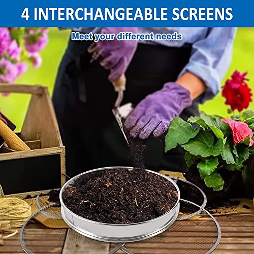 Kaneorooir Garden Potting Mesh Sieve Sifting Pan - Stainless Steel Mix Soil Filter 4 Sieve Mesh Filter(1/8In,1/4In,3/8In,and 1/2In) - Image 3