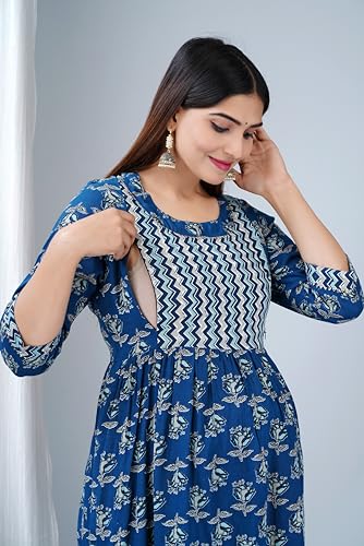 Jikonet Women's Maternity Dress Feeding Kurti with Zippers, Side Pocket