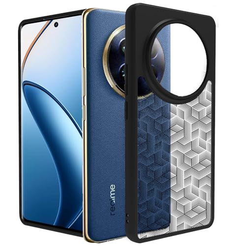 Image of KAPAVER Shockproof Protective Hybrid Case for Realme 12 Pro / 12 Pro Plus Series (PC+TPU) (Stripe Cube, Black)