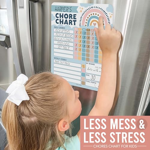 Image of Magnetic Chore Chart for Kids Dry Erase Reward Chart for Home and Classroom | Boho Classic Reusable Behavior Charts for Kids at Home and School, Weekly Magnet Responsibility Tracker for Teens and Adults