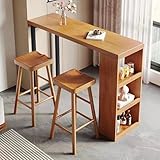 Industrial Bar-Height Narrow Dining Table with 3-Tier Storage, 15.7x55.1in Counter-Height for Restaurants, Cafes, Balconies - No Stools Included