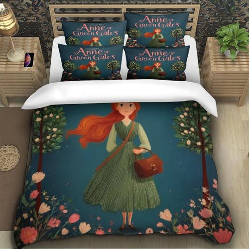 Housse de couette Anne aux pignons verts 140x200抗皱易打理微纤维单人床品三件套 - 5