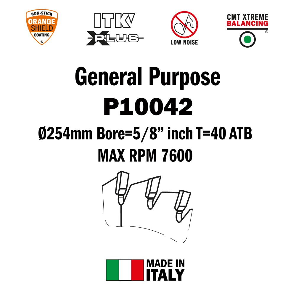 CMT ITK Plus P10042 Lama per sega multiuso, 10 x 42 denti, 10° ATB+cesoia con foro da 5/8"